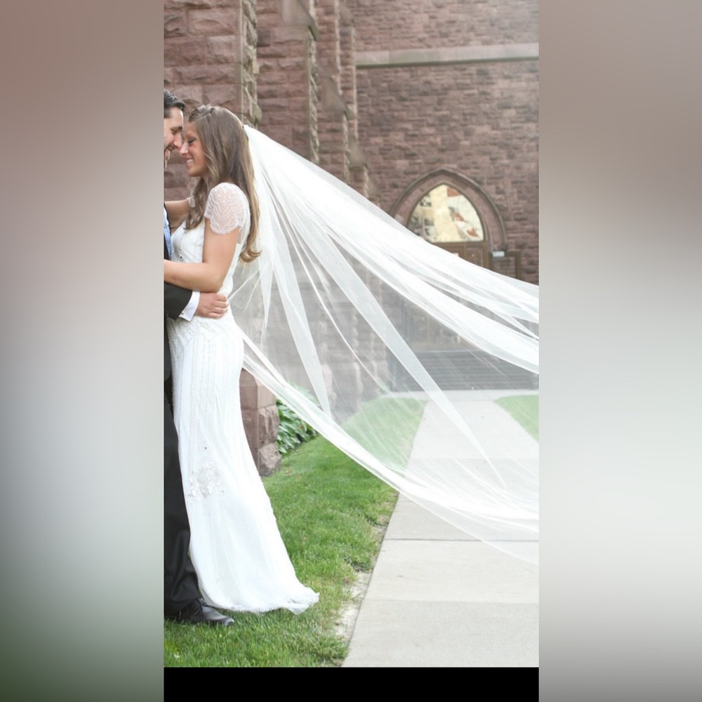 elegant plain cathedral veil, bridal veil, wedding veil, chapel veil